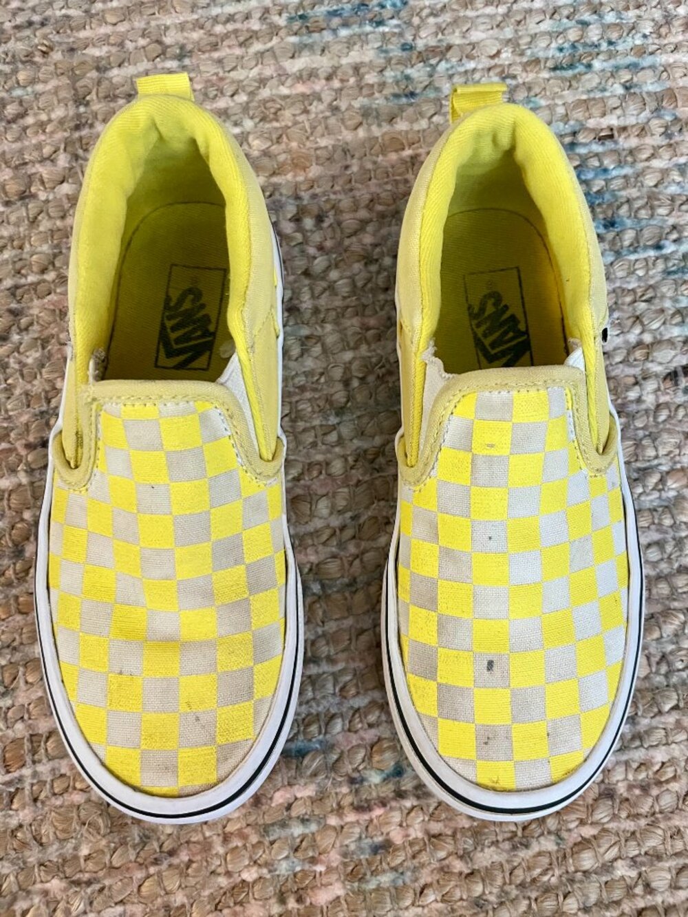 Vans Classic Slip on Kids 13 Yellow Checkerboard Canvas Sneakers - Picture 4 of 8